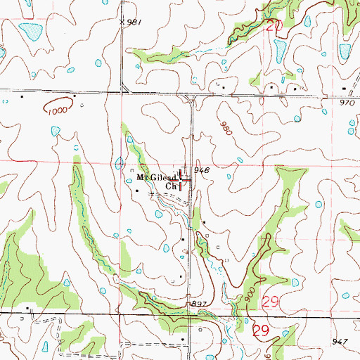 Topographic Map of Mount Gilead School, MO
