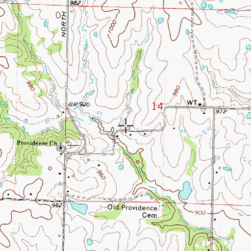 Topographic Map of Providence School, MO