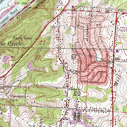 Topographic Map of Gilpin School, MO
