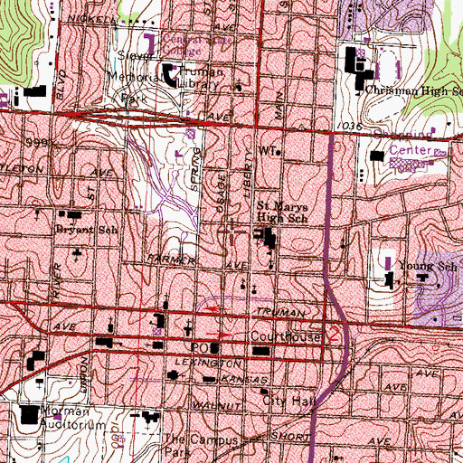 Topographic Map of Ott School (historical), MO