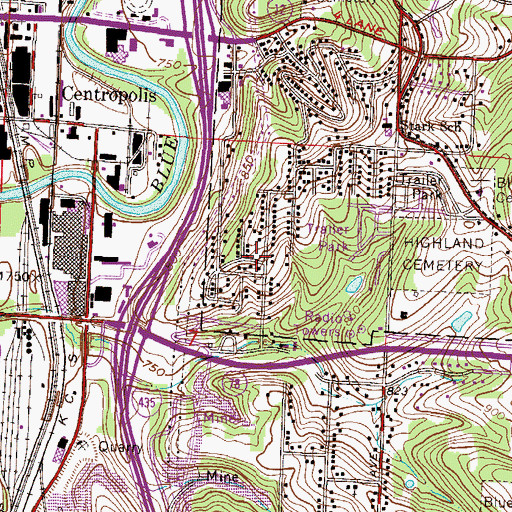 Topographic Map of Blue Summit School (historical), MO