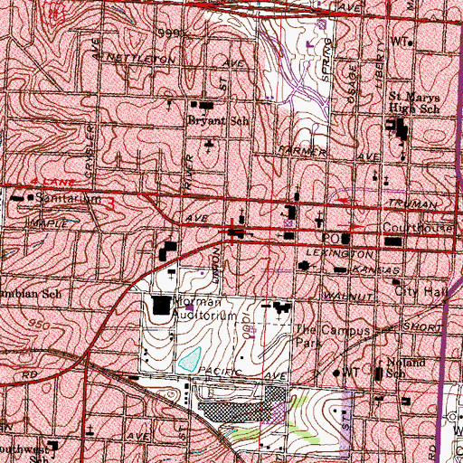 Topographic Map of Chrisman School, MO