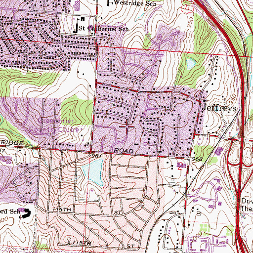 Topographic Map of South Ridge Country Club (historical), MO
