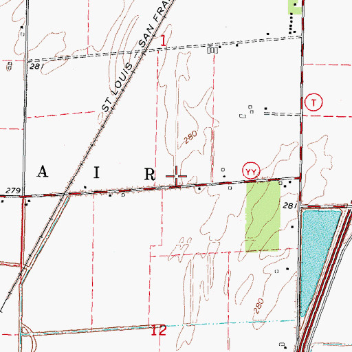 Topographic Map of New Belford School (historical), MO
