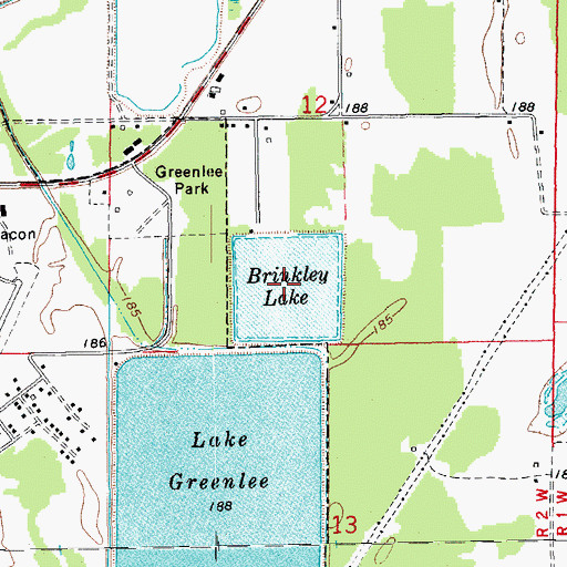 Topographic Map of Brinkley Lake, AR