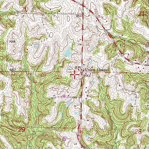 Topographic Map of Brink School (historical), MO