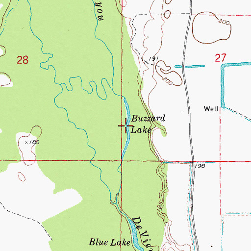 Topographic Map of Buzzard Lake, AR