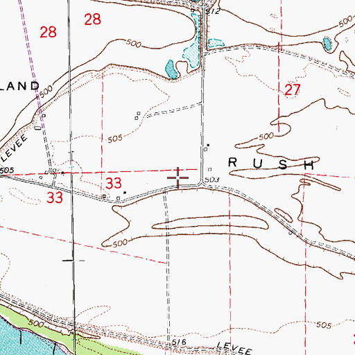 Topographic Map of Rush Island School (historical), MO