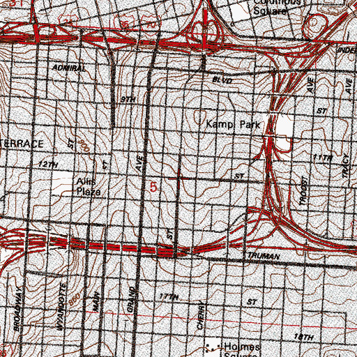 Topographic Map of Kansas City, MO