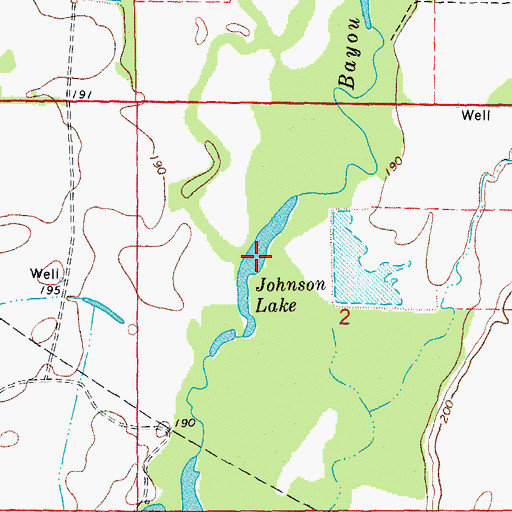 Topographic Map of Johnson Lake, AR