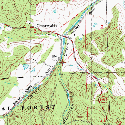 Topographic Map of Coldwater Creek, MO
