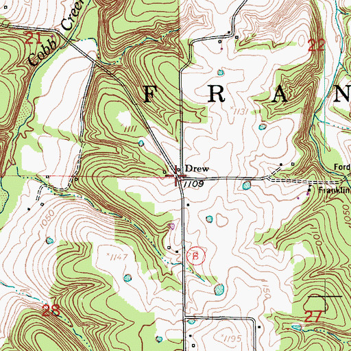 Topographic Map of Drew, MO