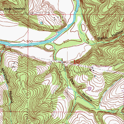 Topographic Map of Dry Hollow, MO