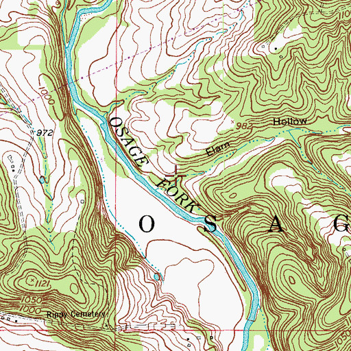 Topographic Map of Elam Hollow, MO