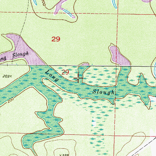 Topographic Map of Long Slough, AR