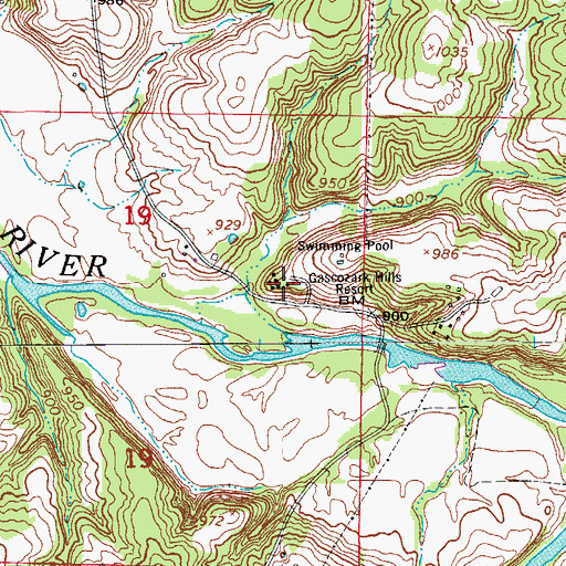 Topographic Map of Gascozark Hills Resort, MO