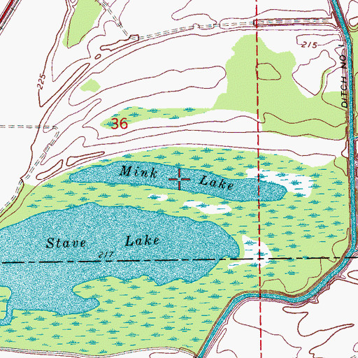 Topographic Map of Mink Lake, AR