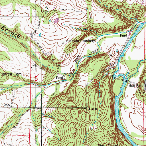 Topographic Map of Joe Branch, MO