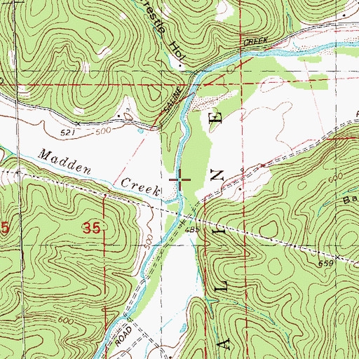 Topographic Map of Madden Creek, MO