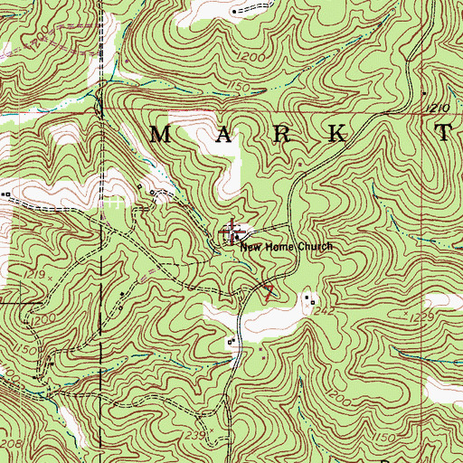 Topographic Map of New Home Church, MO