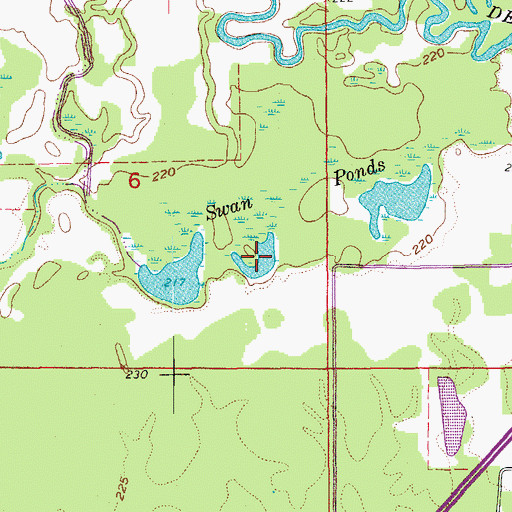 Topographic Map of Swan Ponds, AR