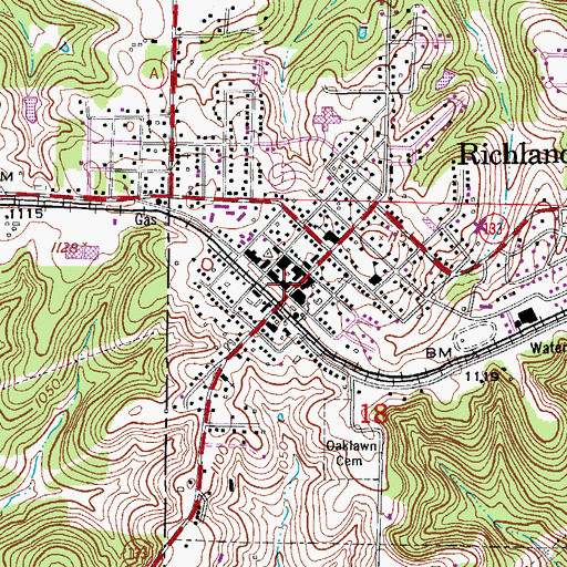 Topographic Map of Richland, MO