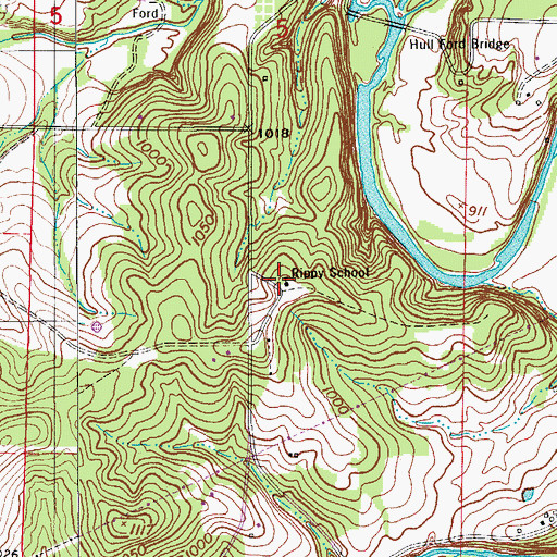 Topographic Map of Rippy School, MO