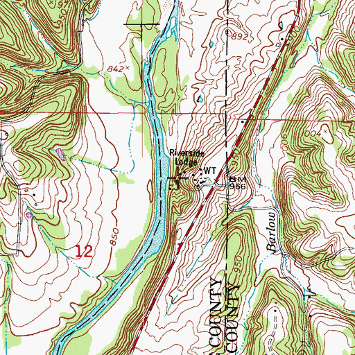 Topographic Map of Riverside Lodge, MO
