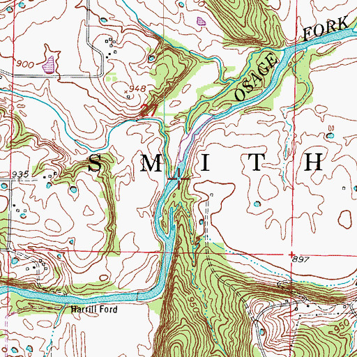 Topographic Map of Similin Creek, MO