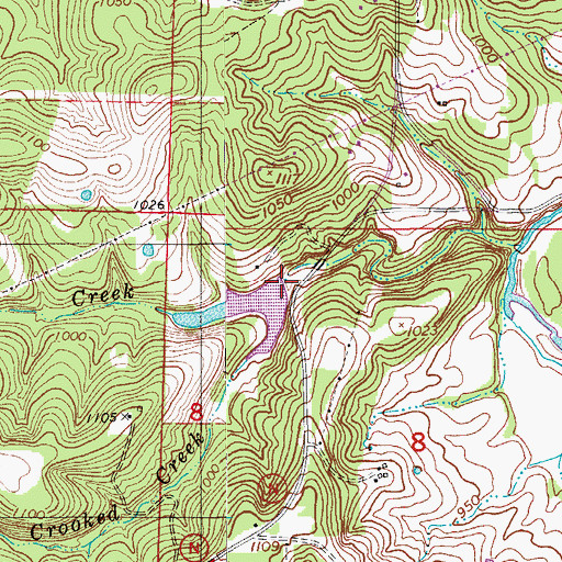 Topographic Map of South Fork Crooked Creek, MO