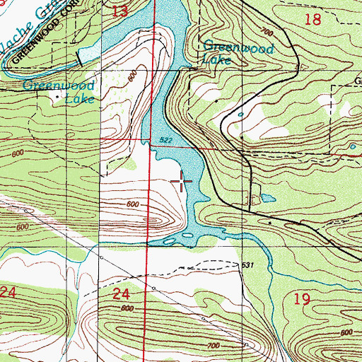 Topographic Map of Greenwood Lake, AR