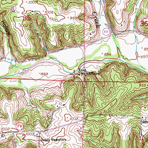 Topographic Map of Wair Chapel, MO