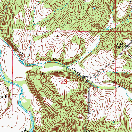 Topographic Map of Wood Creek, MO