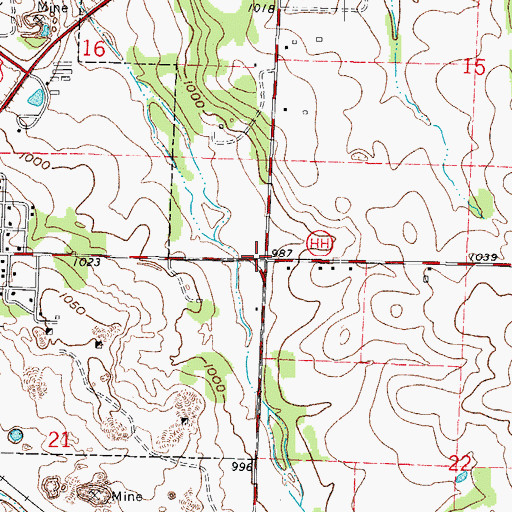 Topographic Map of Johnston, MO