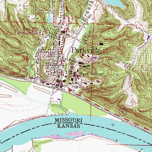 Topographic Map of KGSP-FM (Parkville), MO