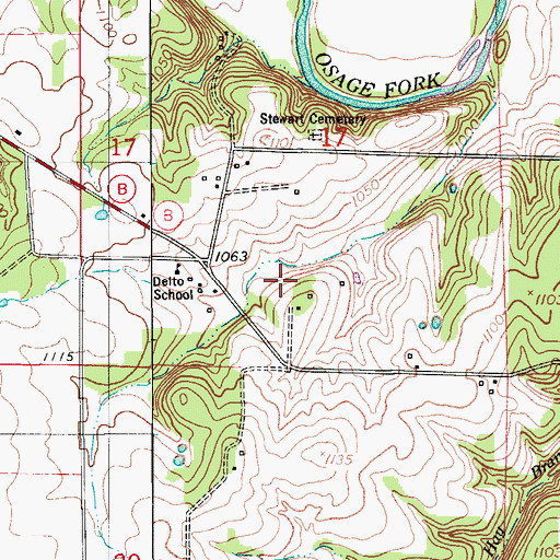 Topographic Map of Lyons, MO