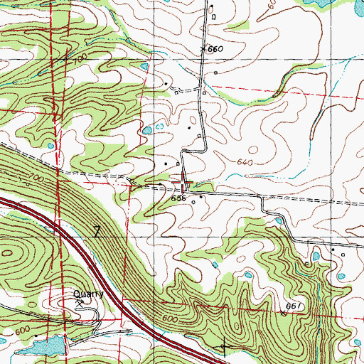 Topographic Map of Evening Shade School (historical), MO