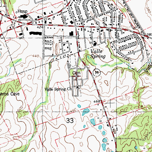 Topographic Map of Valle Spring Cemetery, MO