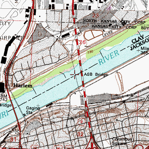 Topographic Map of ASB Bridge, MO