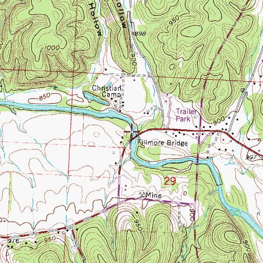Topographic Map of Fillmore Bridge, MO