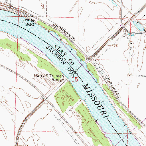 Topographic Map of Harry S Truman Bridge, MO