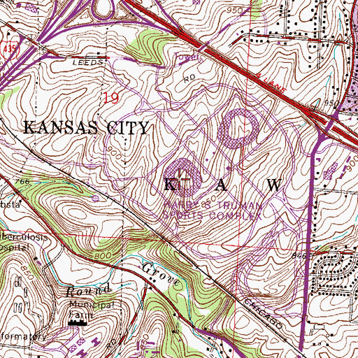 Topographic Map of Harry S Truman Sports Complex, MO