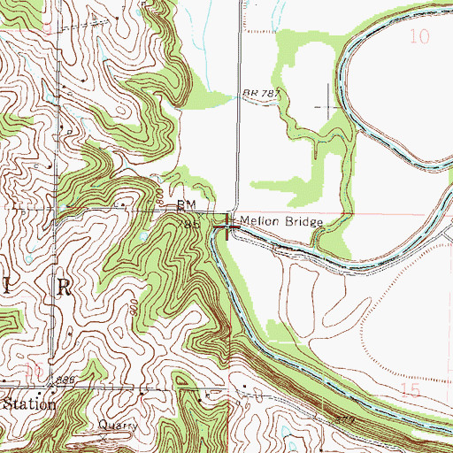 Topographic Map of Mellon Bridge, MO
