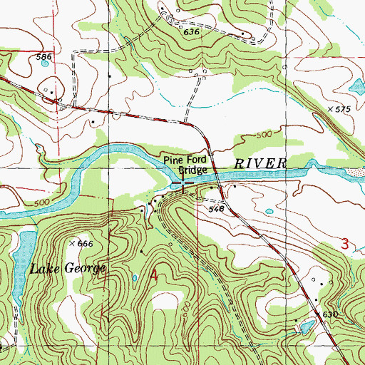 Topographic Map of Pine Ford Bridge, MO