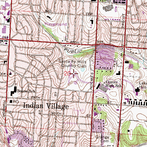 Topographic Map of Santa Fe Hills Country Club, MO