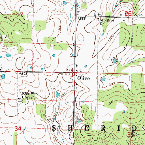Topographic Map of Olive, MO