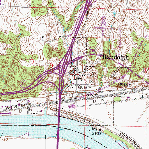 Topographic Map of Randolph, MO
