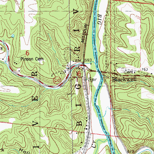 Topographic Map of Blackwell, MO