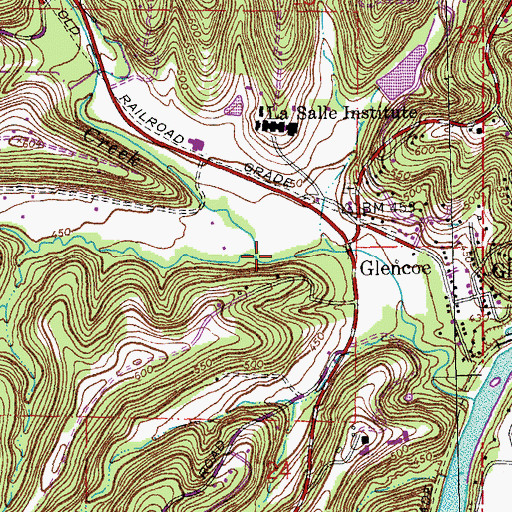 Topographic Map of Carr Creek, MO