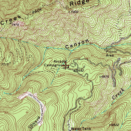 Topographic Map of Arcadia Campground, AZ